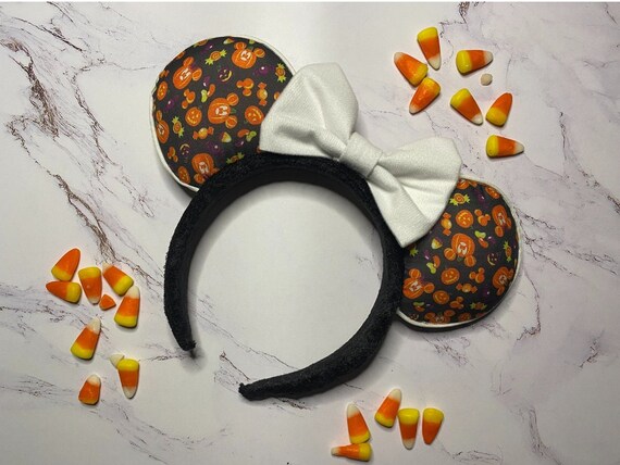 Glow in the Dark Halloween Mouse Ears Headband With Bow - Etsy display picture 1