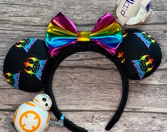 LIMITED EDITION PRIDE Ears Star Wars Minnie Mouse with Metallic Rainbow Bow - Disney Park Gear
