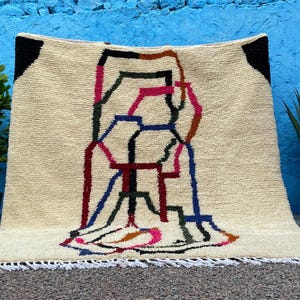 Handmade Boujad Wool Rug: Authentic Berber Moroccan Carpet