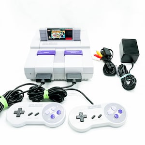 Super Nintendo (SNES) Console Bundle with Super Mario All-Stars, Choice of Controllers and AV Adapter - Refurbished, Authentic - Retro Games