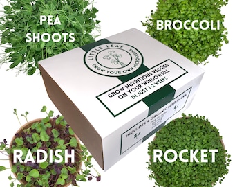 Reusable Microgreens Growing Kit with 4 sets of organic seeds & coir - everything you need to grow microgreens on your windowsill!