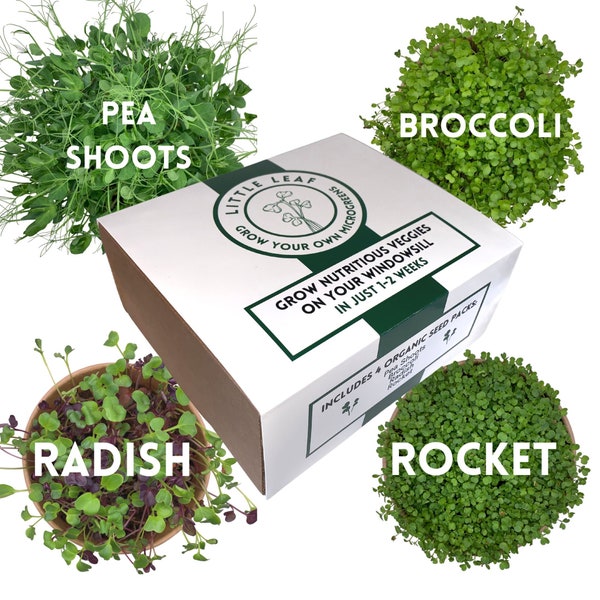 Reusable Microgreens Growing Kit with 4 sets of organic seeds & coir - everything you need to grow microgreens on your windowsill!
