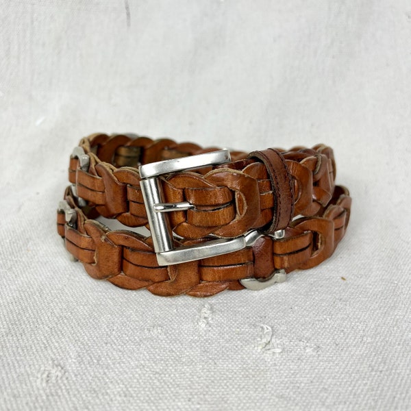 Vintage Woven Leather Horsebit Belt (S-M)