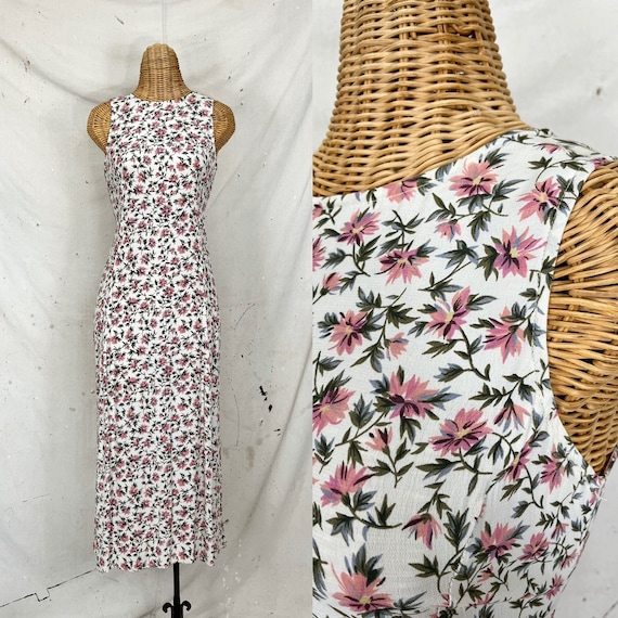 Vintage Floral Midi Dress (M) - image 1