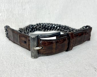 Brown Chain Link Belt Vintage 40\'s Retro Early Plastic Brown Link Hip Belt Vintage 40 main image 2