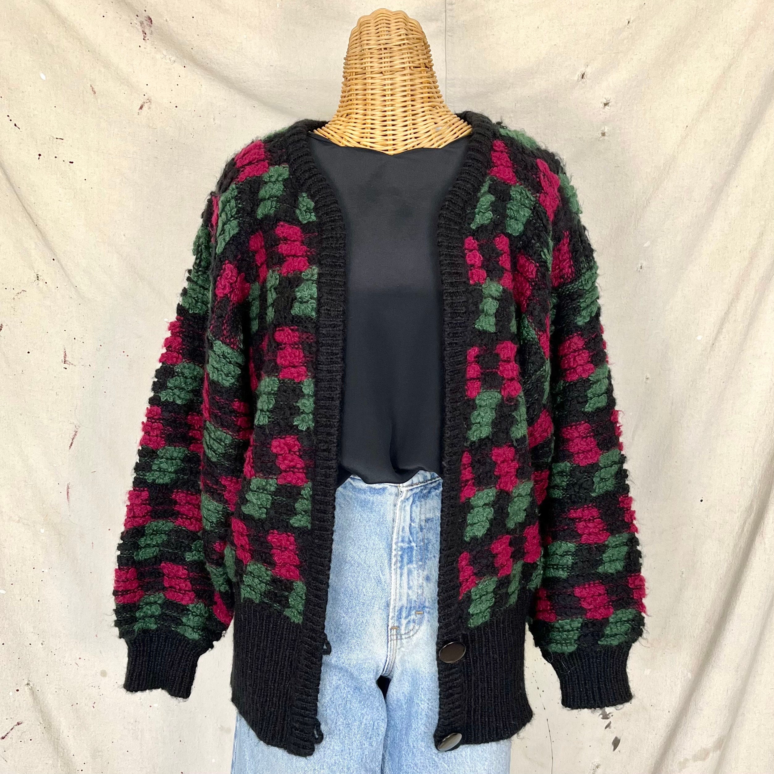 Vintage Popcorn Knit Cardigan (M-L) - Etsy