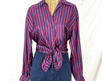 Vintage Striped Silk Shirt (S-M)