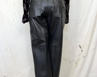 パンツ vintage S.E.X black leather pants Vintage 80s Black Leather Pants, Vintage High Waist Leather