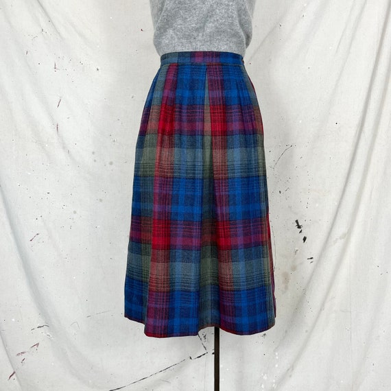 Vintage Plaid Midi Skirt (M)