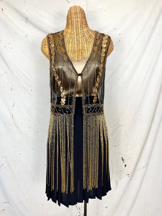 Vintage Sheer Beaded Fringe Vest (S-L) - image 3