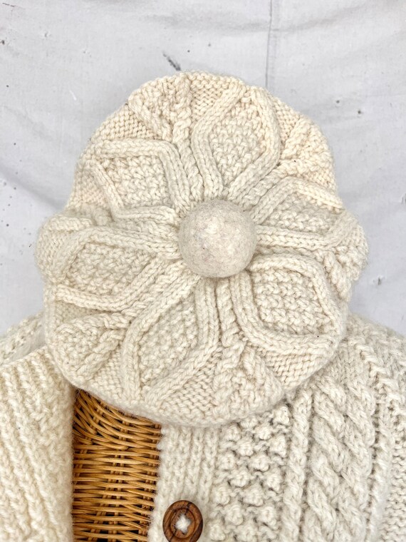 Vintage Hand Knit Irish Wool Cardigan & Beret Set… - image 5