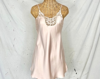 Vintage 90s Victoria's Secret Satin Slip Dress: Lace Trim Mini