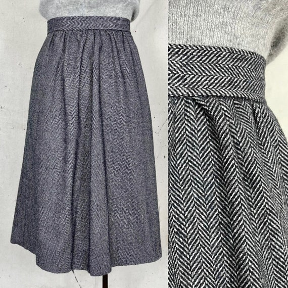 Vintage Gathered Herringbone Skirt (S) - image 1