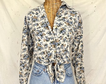 Bluzka z kwiatowym nadrukiem w stylu vintage (M-L)