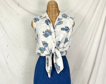 Vintage Sleeveless Button-Up (L)