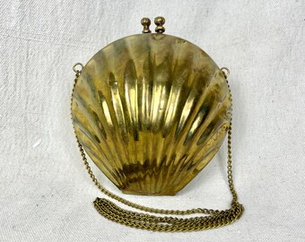 Vintage Brass Shell Purse