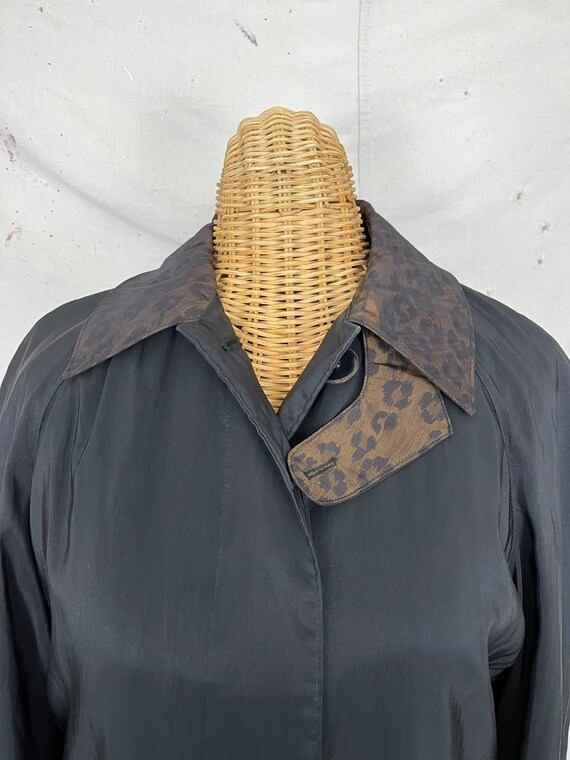 Vintage Leopard Trim Rain Coat (L) - image 5