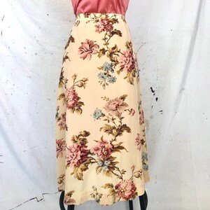 Vintage Botanical Silk Midi Skirt (S)