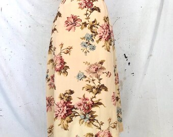 Vintage Botanical Silk Midi Skirt (S)