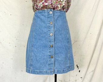 Gonna corta in denim vintage con bottoni (L)