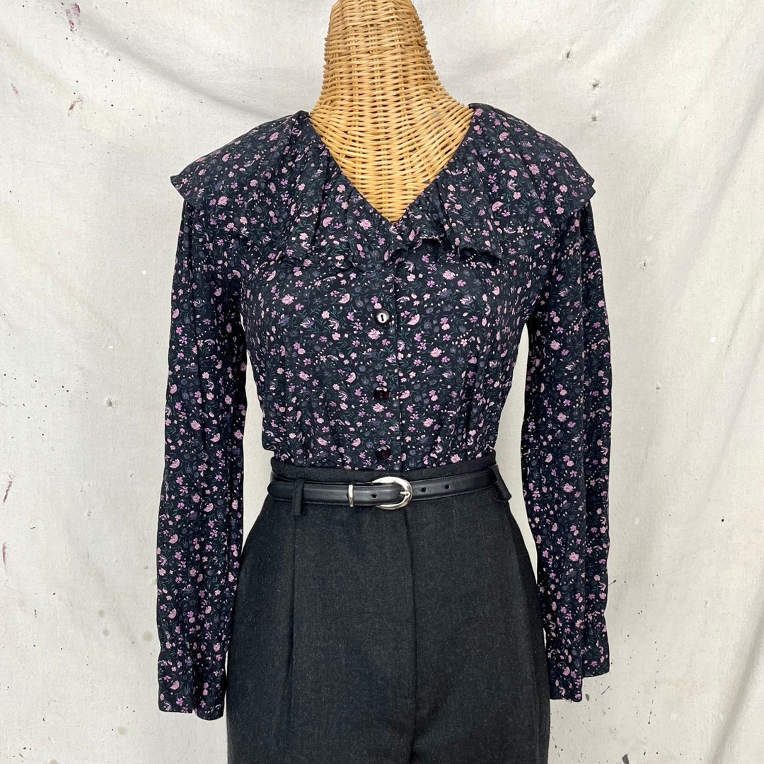 Vintage 70’s Floral Ruffle Top (M) - Etsy