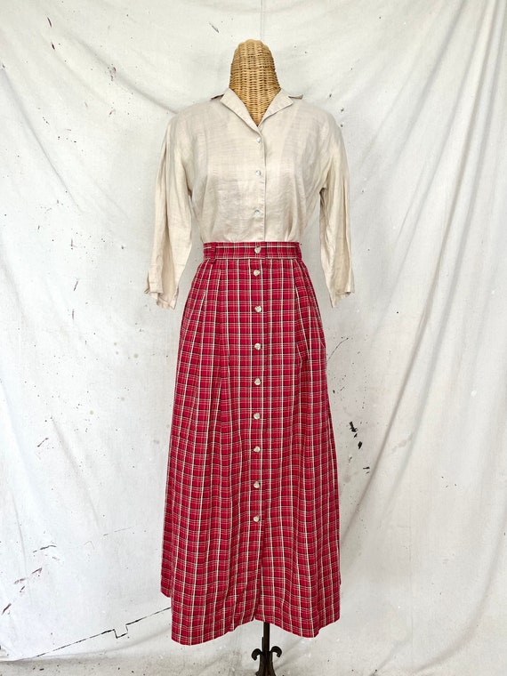 Vintage Plaid Midi Skirt (M-L) - image 2