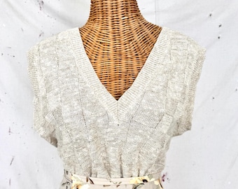 Ärmlös tröja i vintage-bomull och linne (L)