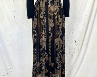 Vintage skir blommig midikjol (L)