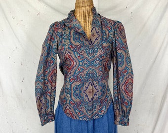 Vintage Foxcroft Asymmetrical Blouse (S-M)