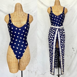 Vintage 90’s Gottex High-Cut Swimsuit & Skirt Set (S)
