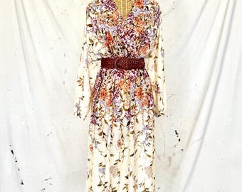 Vintage 70's Sheer Floral Dress (M-L)