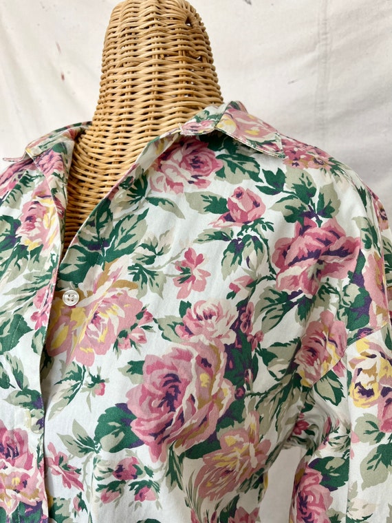 Vintage Rose Button Up Shirt (M-L) - image 3