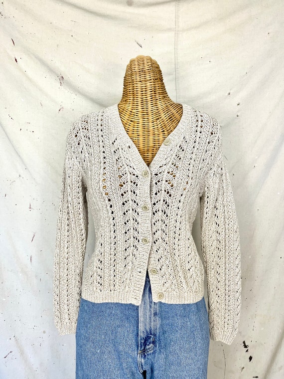 Vintage Cotton Crochet Cardigan (M) - image 2