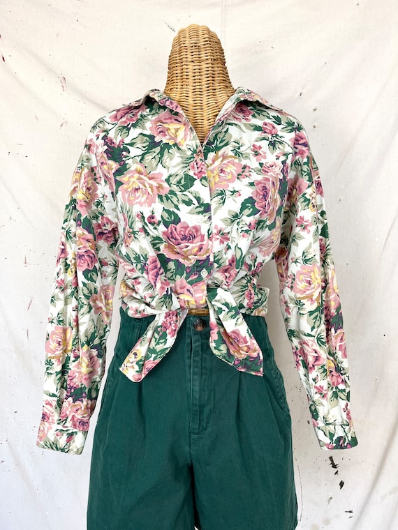 Vintage Rose Button Up Shirt (M-L) - image 2