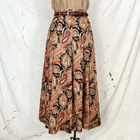 Vintage Paisley Voluminous Midi Skirt (S) - Etsy