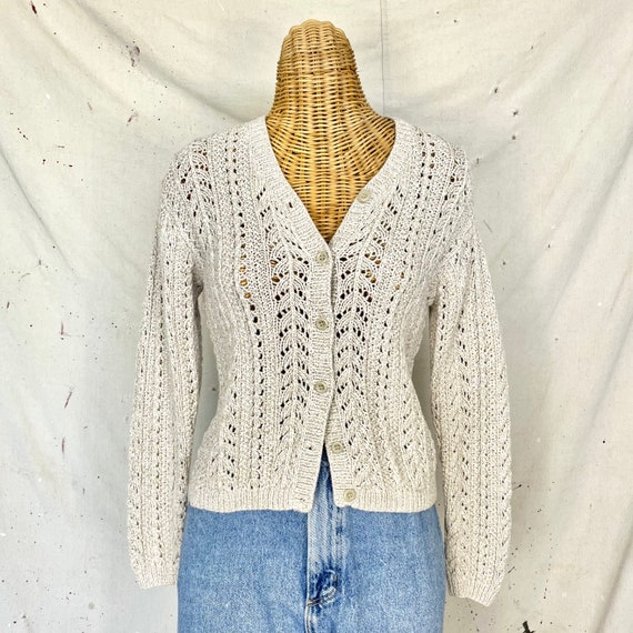 Vintage Cotton Crochet Cardigan (M) - image 1