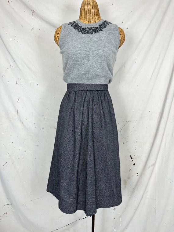 Vintage Gathered Herringbone Skirt (S) - image 5