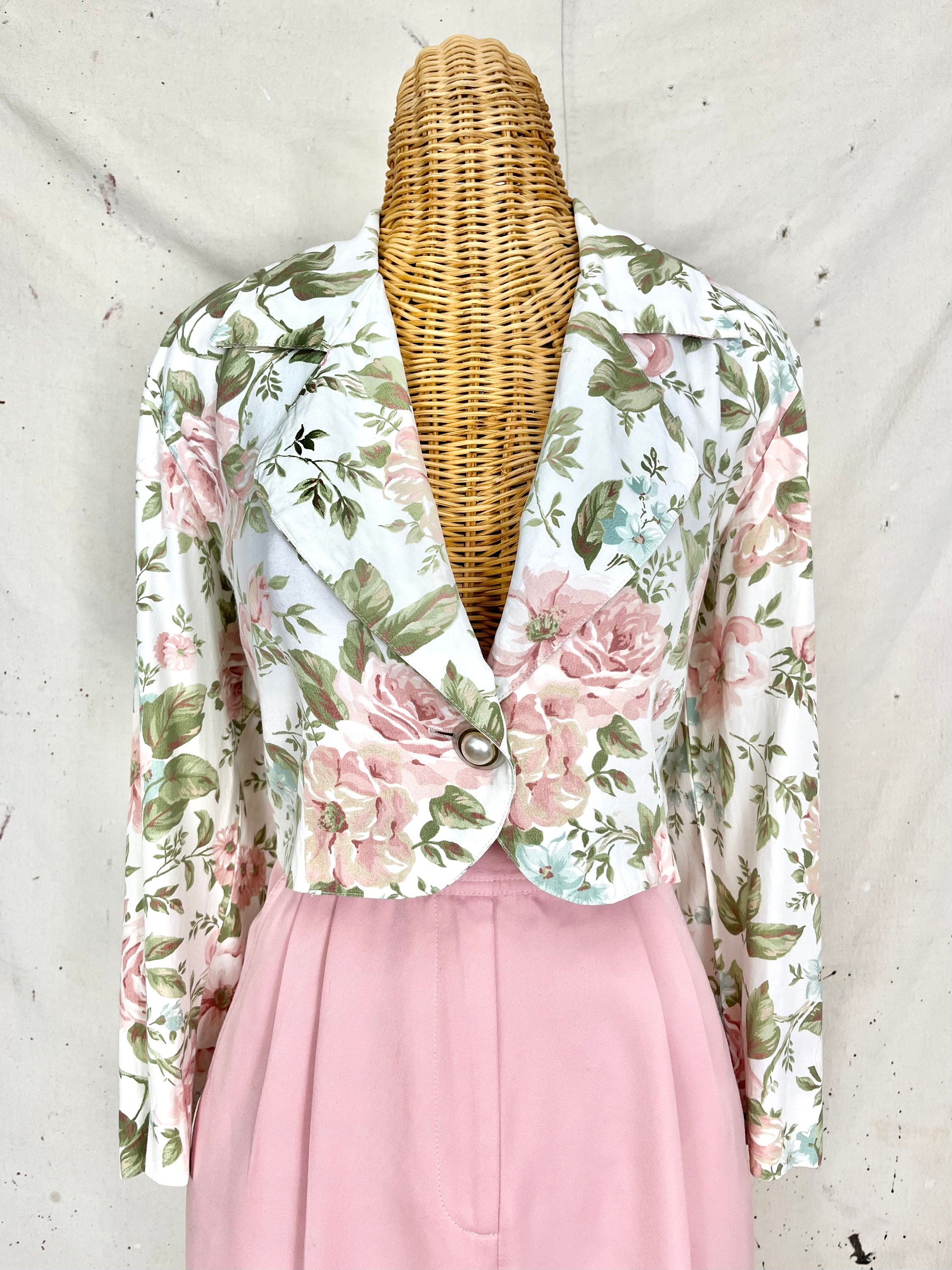 Vintage Floral Cropped Jacket (M) - Etsy