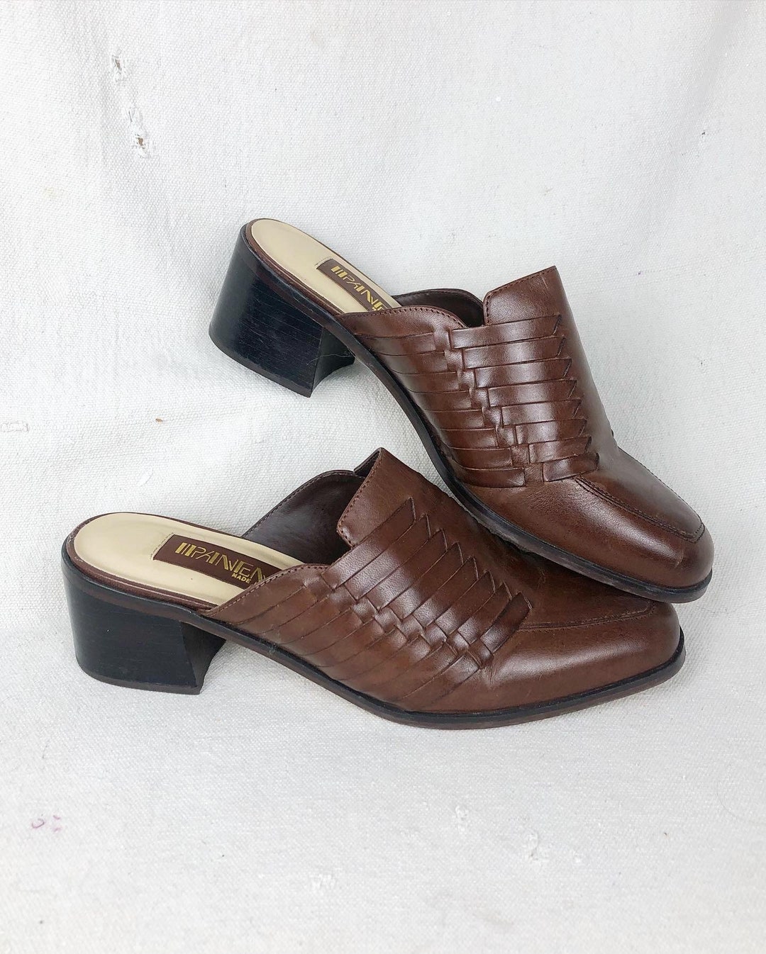 Vintage Leather Mules 8 Etsy
