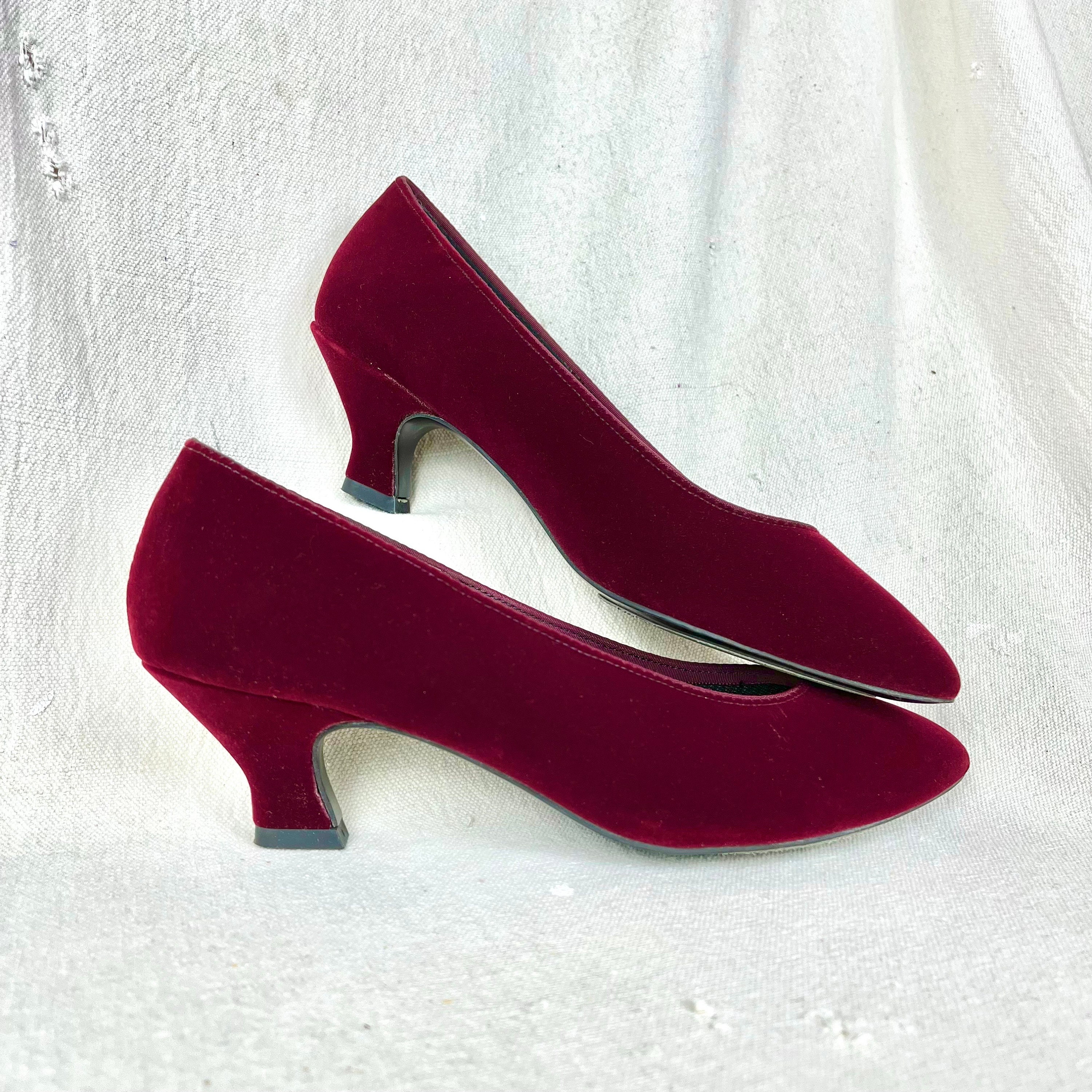 Samt Dunkelrote Hohe Schuhe Samt Dunkelrote Absatzschuhe Rote High