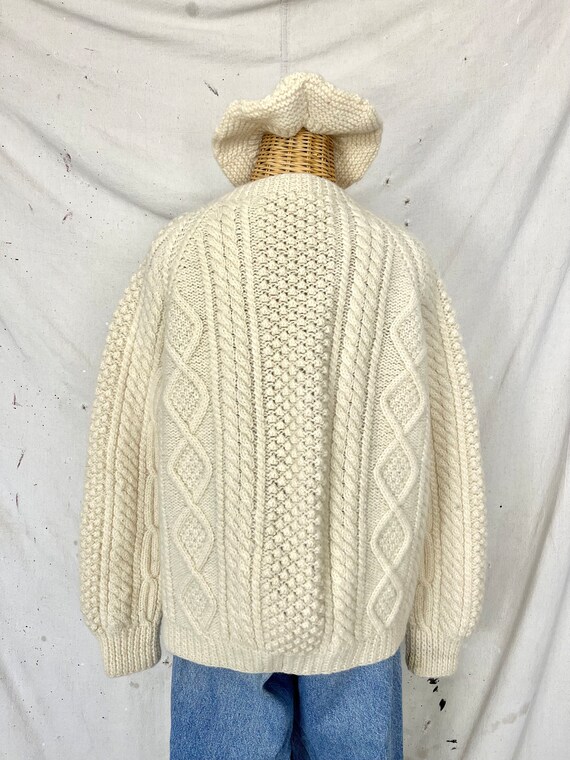 Vintage Hand Knit Irish Wool Cardigan & Beret Set… - image 4