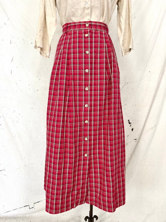Vintage Plaid Midi Skirt (M-L) - image 3