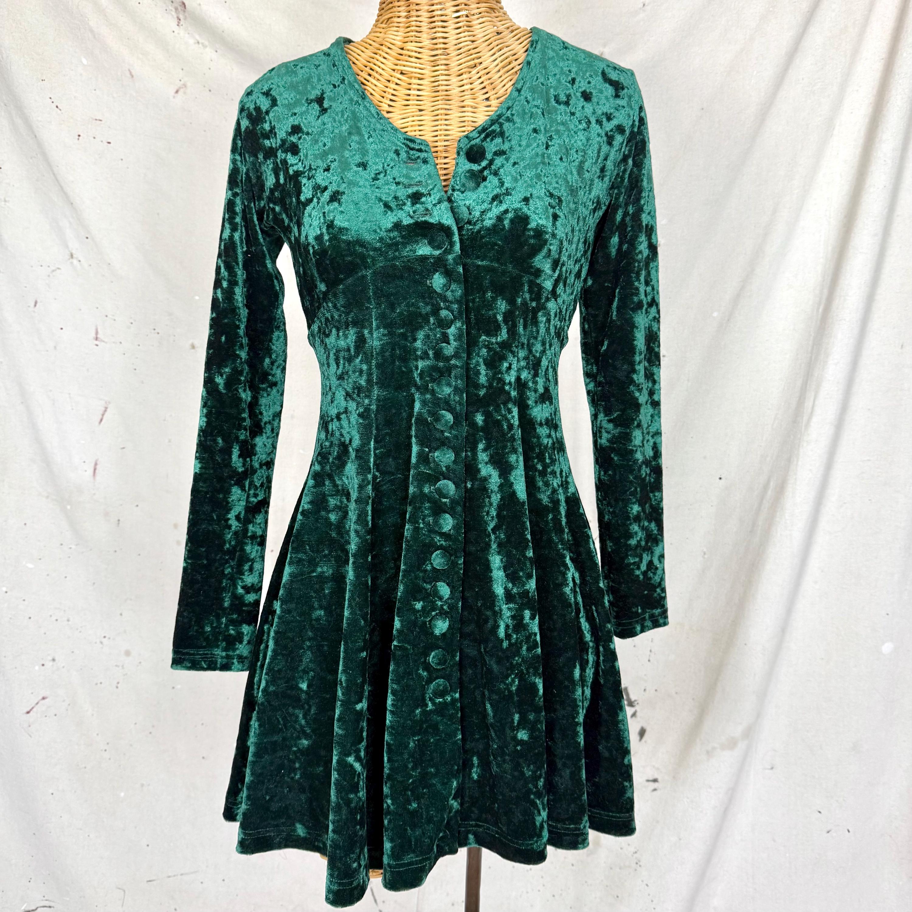 emerald green velvet skater dress Miss Circle Women Zenaida Emerald Green Cutout High Slit Velvet Gown main image 1
