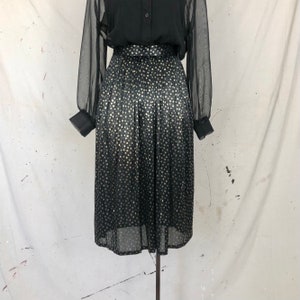 Vintage Sheer Metallic Polka Dot Skirt (S)