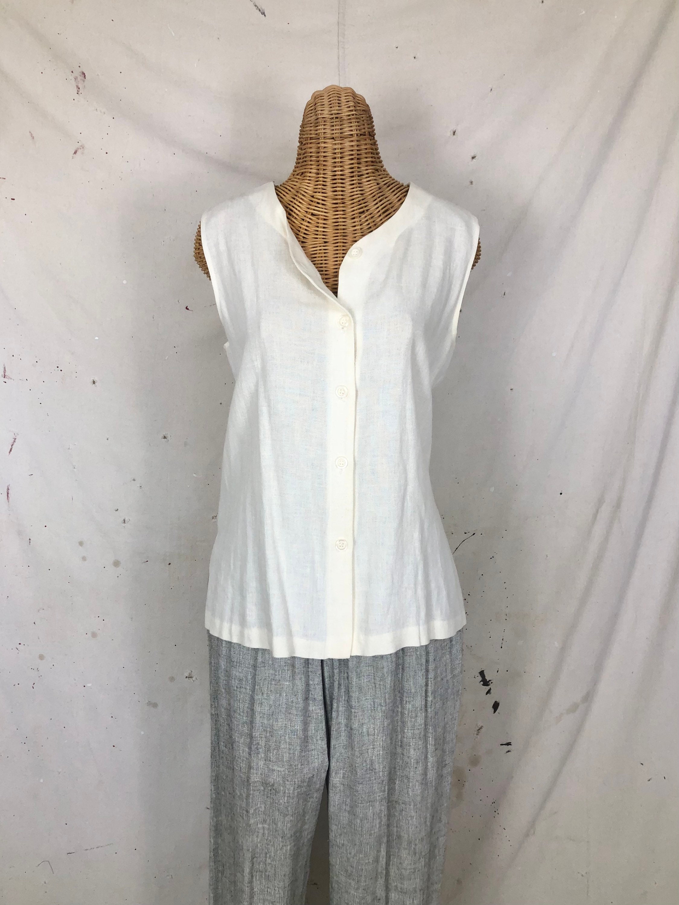 Vintage Linen Vest Top (M-L) - Etsy