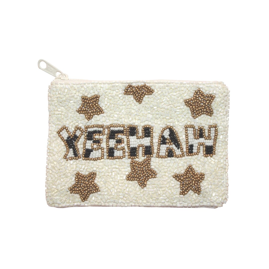 Beaded Coin Pouch With 'YEEHAW' - Wedding Day Emergency Bag - Bridal ...