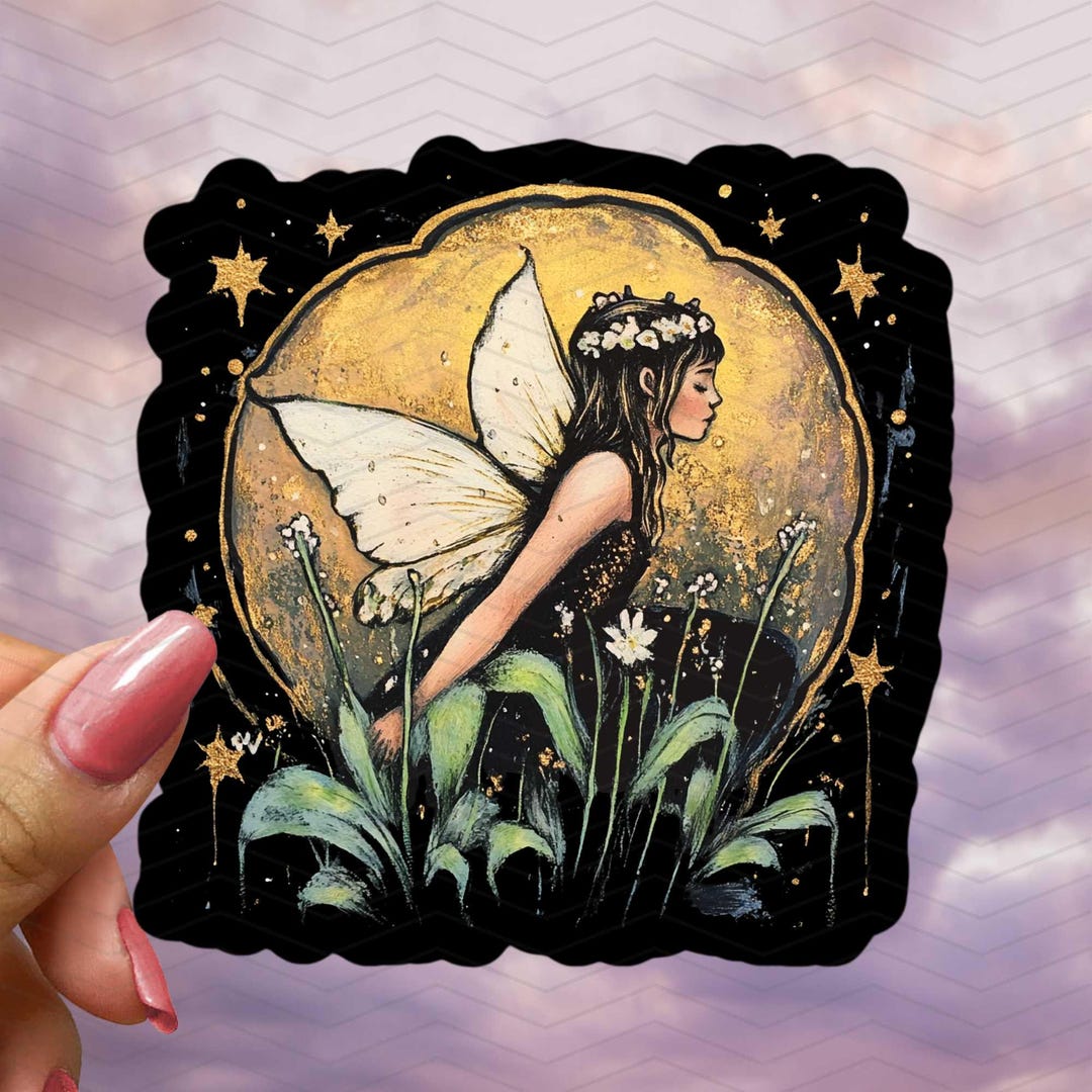Fairy and Flowers Waterproof Vinyl Sticker: Whimsical Witch Decor - Etsy