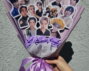 Custom Photo Kpop Idol Bouquet: Personalized Fan Gift, Max 12 Photos