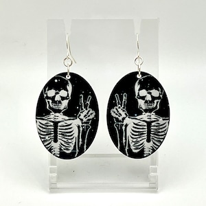 Skeleton Earrings/Acrylic Jewelry/Halloween Jewelry/Spooky