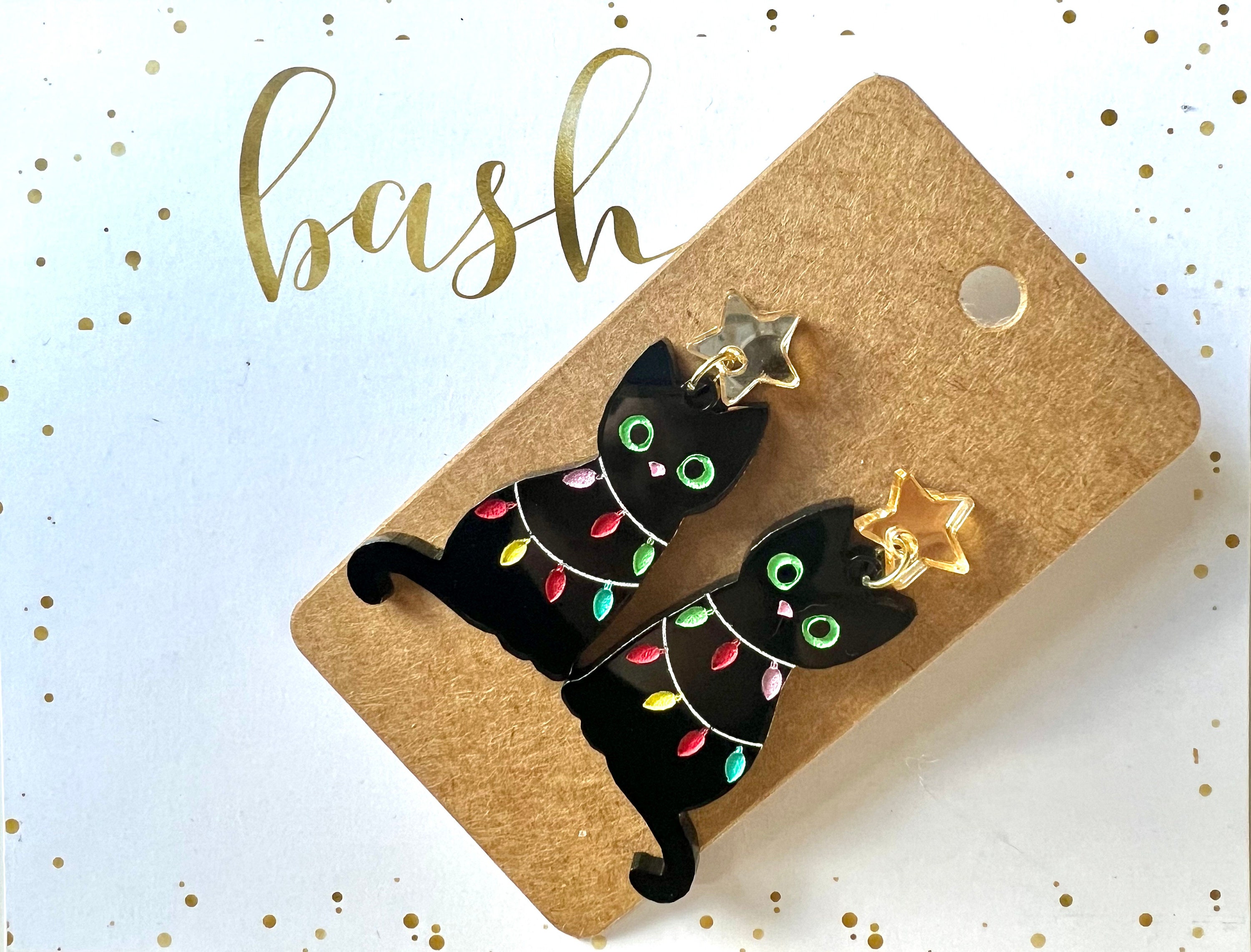 Christmas Cat Earrings/christmas Dangle Earrings/handmade Etsy